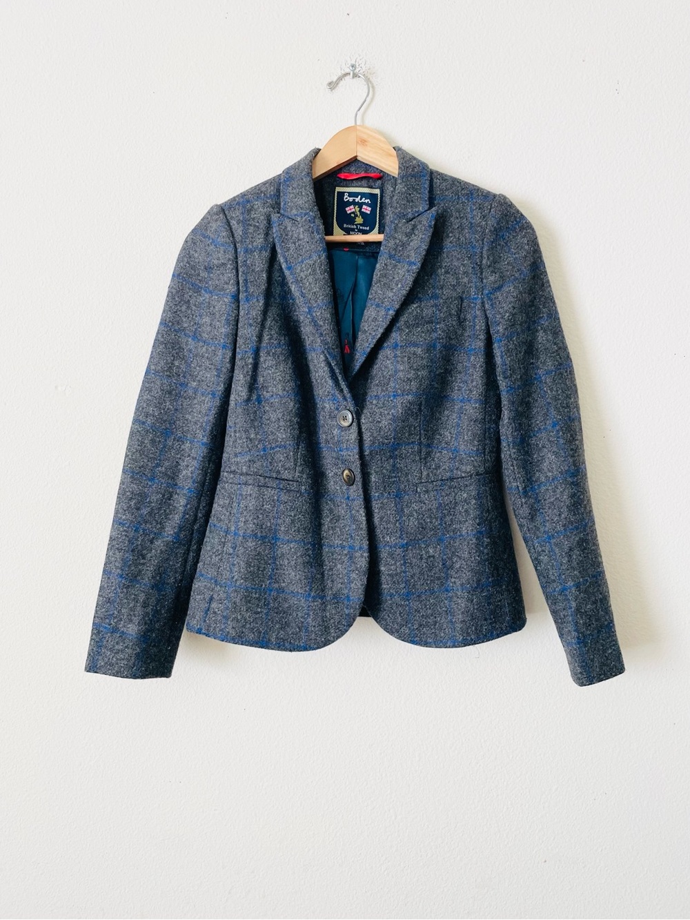 Boden Kids SIZE 6R British Tweed blazer jacket in grey